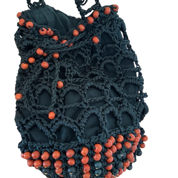 Free People Moonlight Beaded Crochet Macrame Pouch Bag Boho Cottagecore Festival - Picture 4 of 5